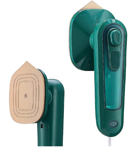 Green sanding tool with sanding pad on a white background portable mini ironing machine
