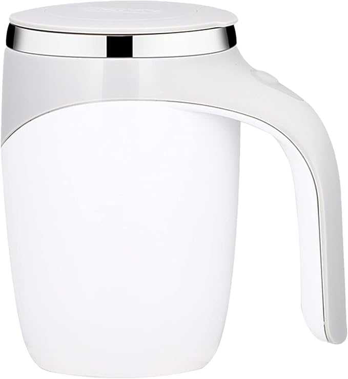 White ceramic mug with a silver lid on a white background for Kitchen