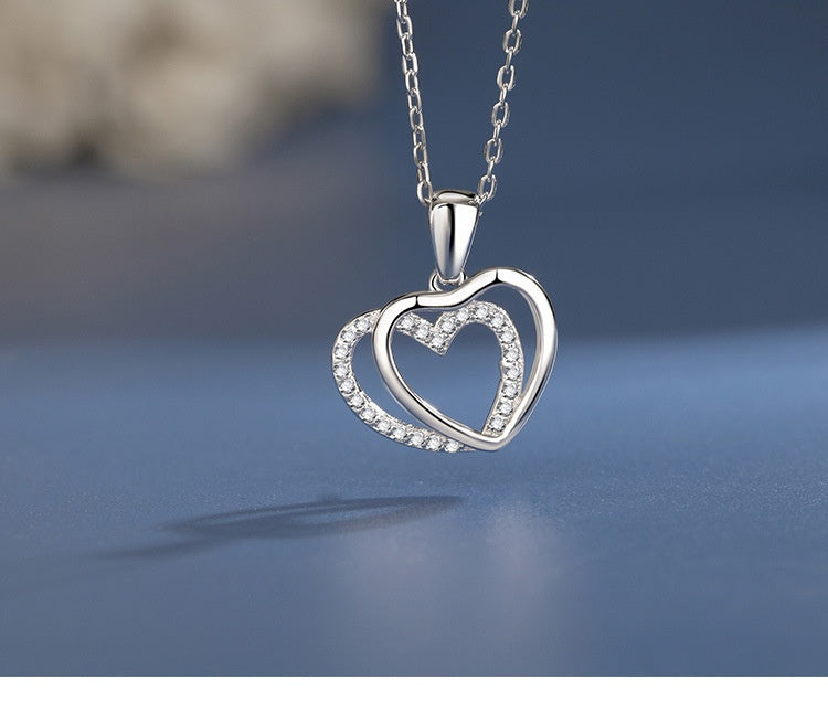 Sterling Silver Double Heart-shaped Necklace