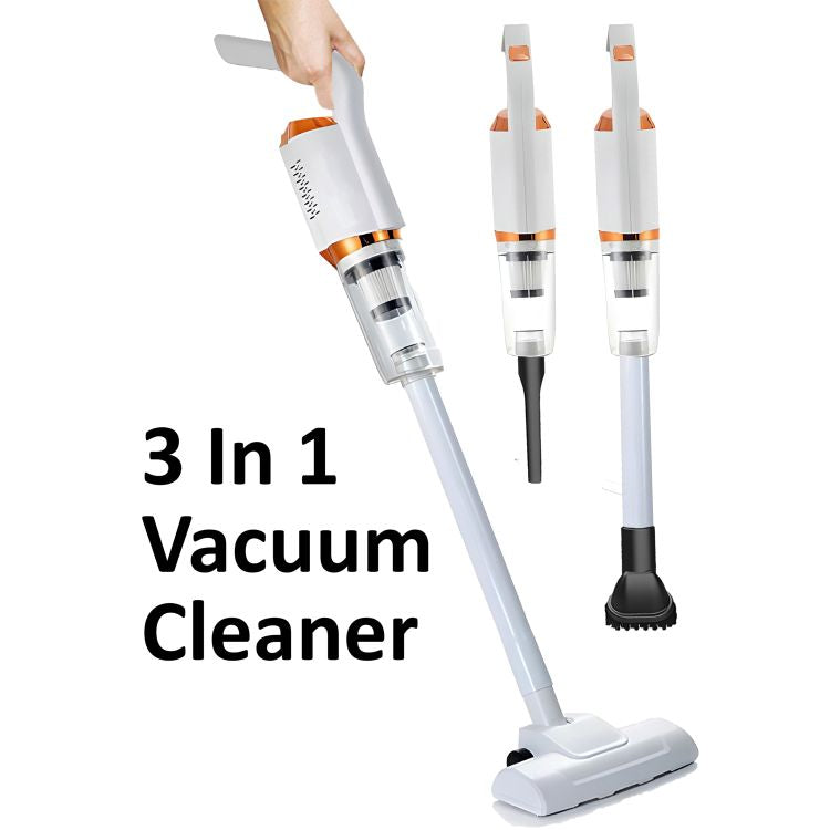 3-in-1 vacuum cleaner with attachments on a white background