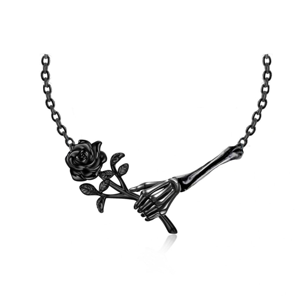 Retro Fashion S925 Hand Rose Pendant Necklace