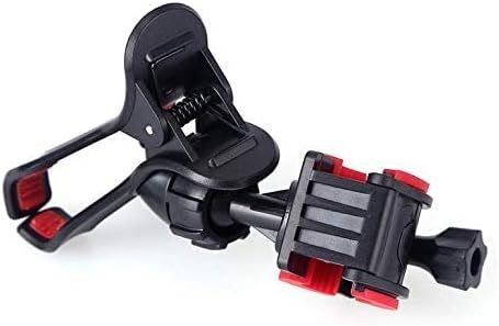 Black and red adjustable phone mount on a white background