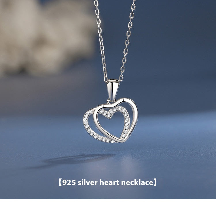Sterling Silver Double Heart-shaped Necklace