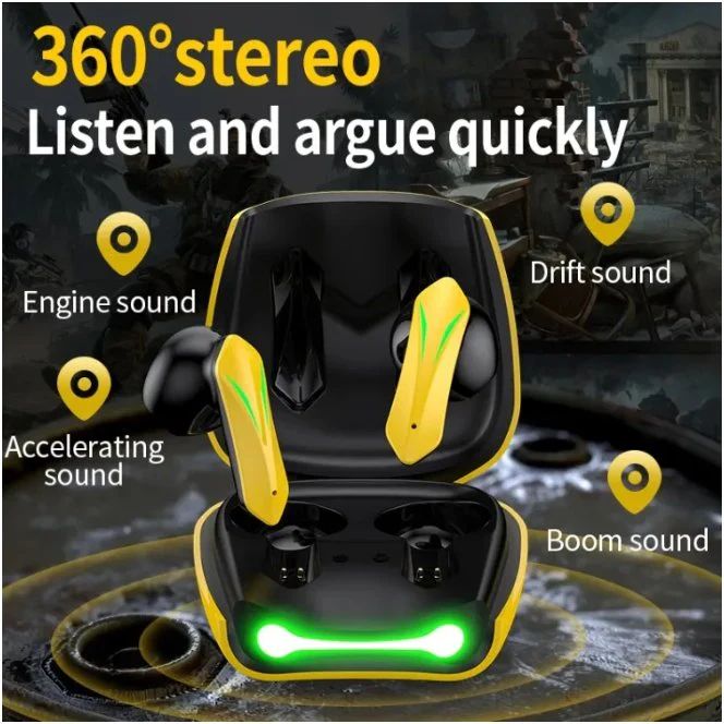 Black and yellow toy car seat with sound effects text on a dark background