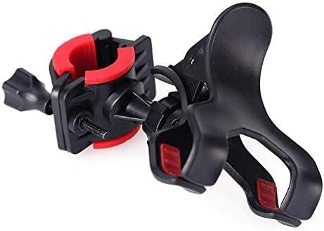 Black and red clamp-like tool on a white background