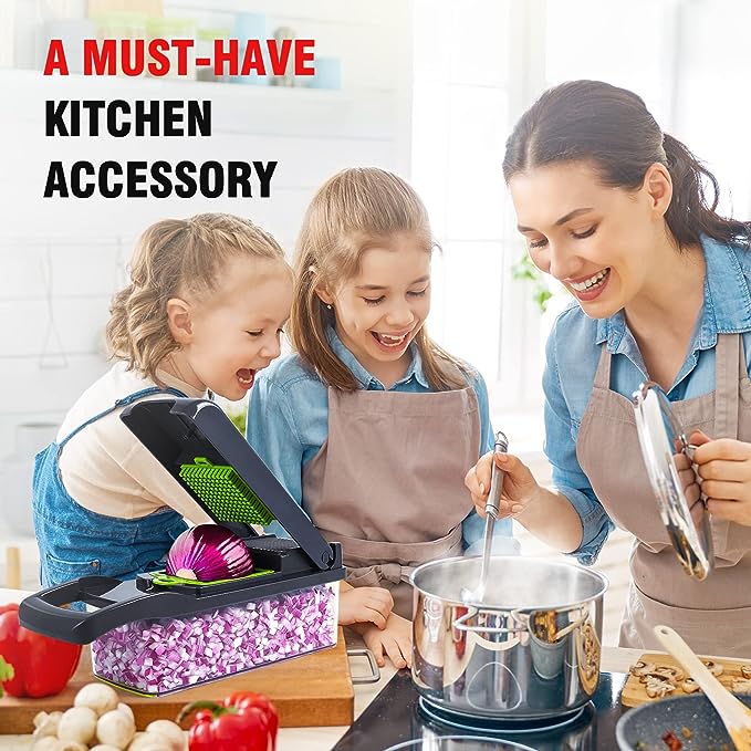 Woman and two children in a kitchen with cooking accessories