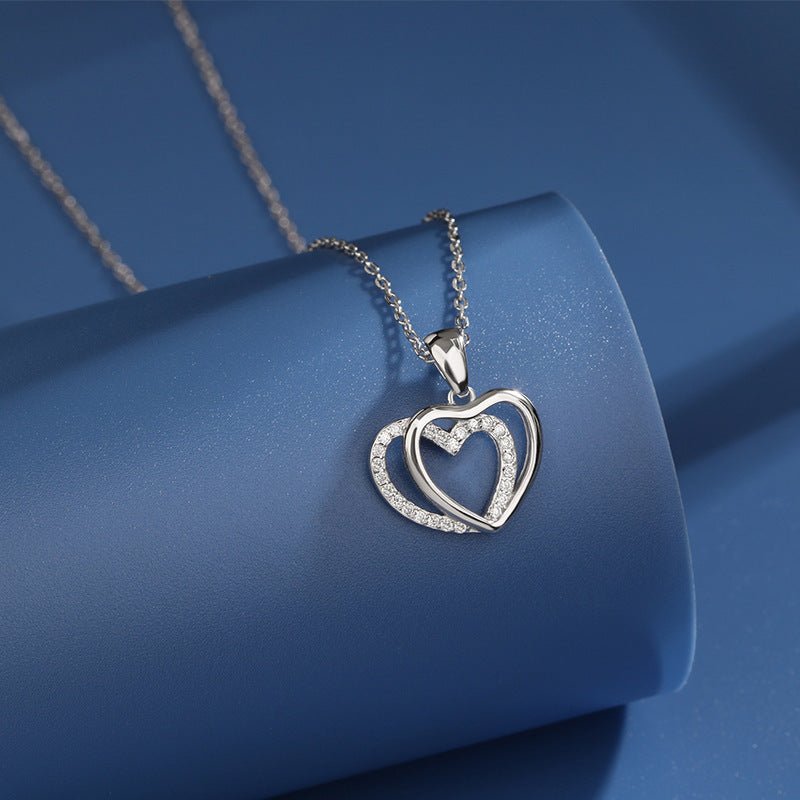 Sterling Silver Double Heart-shaped Necklace