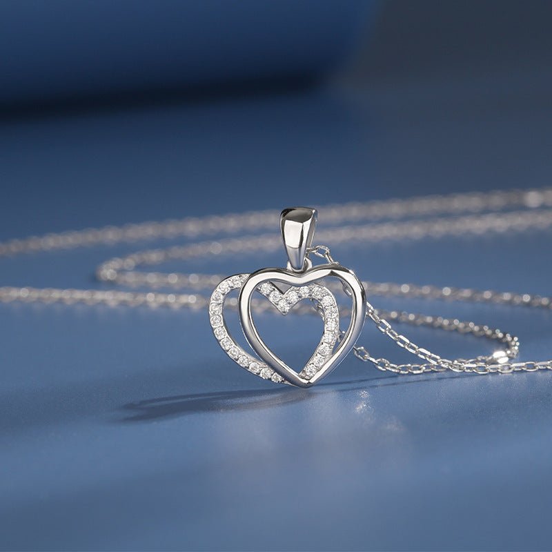 Sterling Silver Double Heart-shaped Necklace