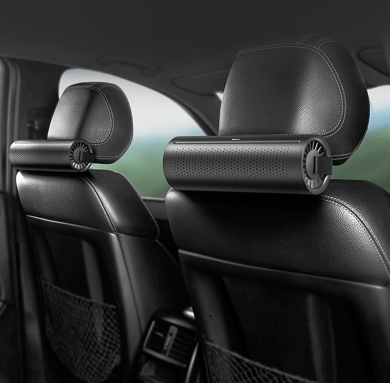 Car headrest pillows with built-in speakers in a car interior Original Ecological Carbon Package Car Air Purifier
