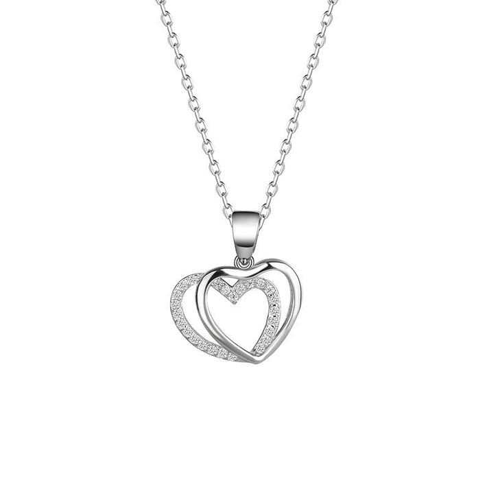 Sterling Silver Double Heart-shaped Necklace